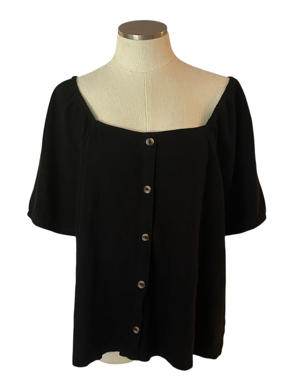 Lane Bryant Black Button Front Top Square Neck Plus Size 22 24 Off Shoulder